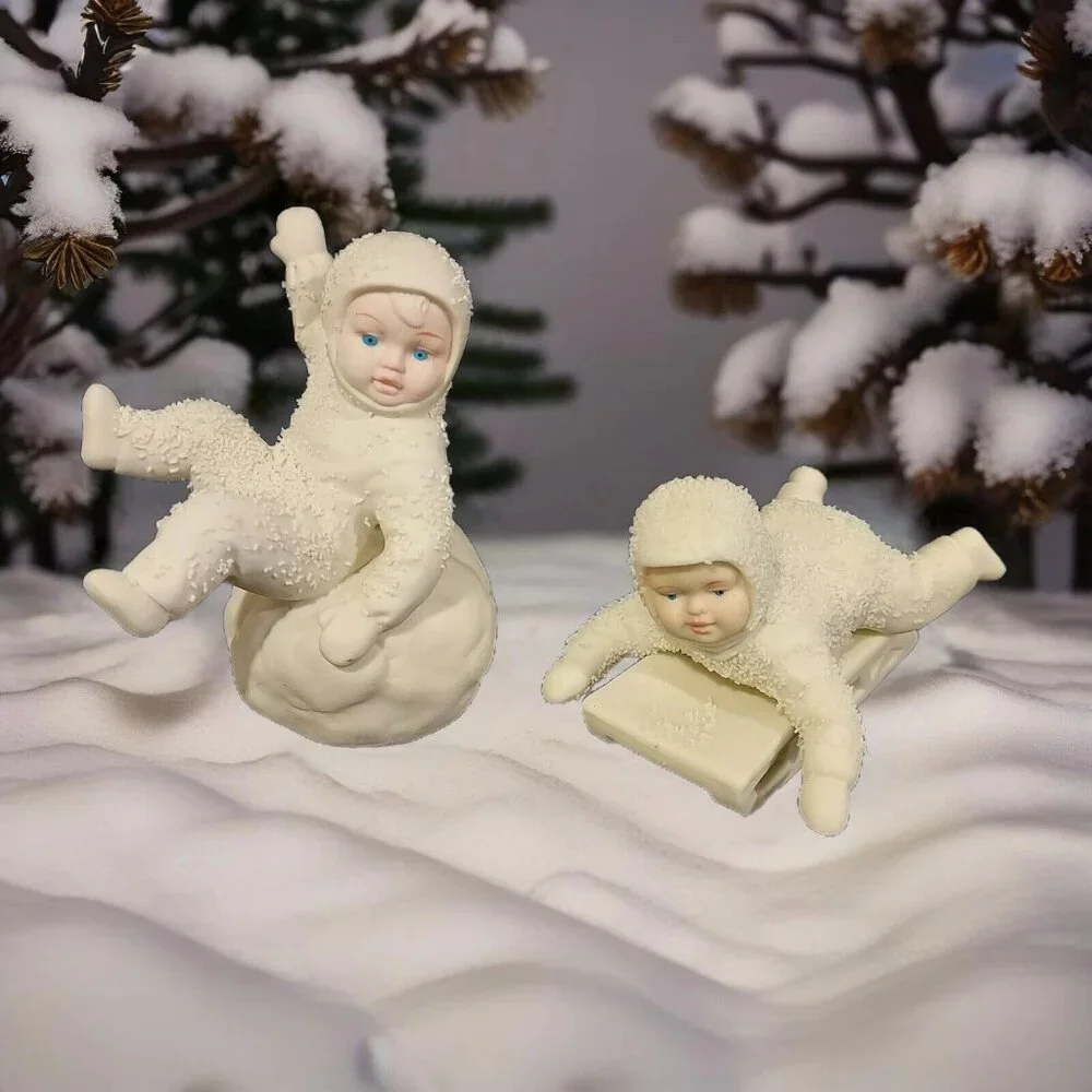 Snowbabies “Don't Fall Off & Hold On Tight" Dept 56 #7956 & #79685 2 Retired - Picture 1 of 13